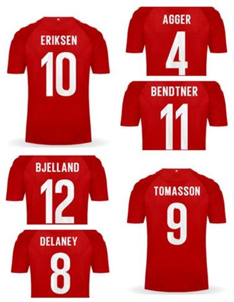 

customized 2018 new DENMARK Home red Thai Quality Soccer Jerseys shirts,10 ERIKSEN 4 AGGER 11 BENDTNER 9 TOMASSON 12 BJELLAND 8 DELANEY wear