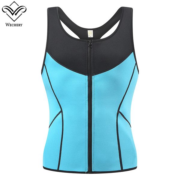 

wechery zipper corset for men sleeveless sauna vest stripped pattern big size belly slimming corsets 2018 new fashion, Black;brown