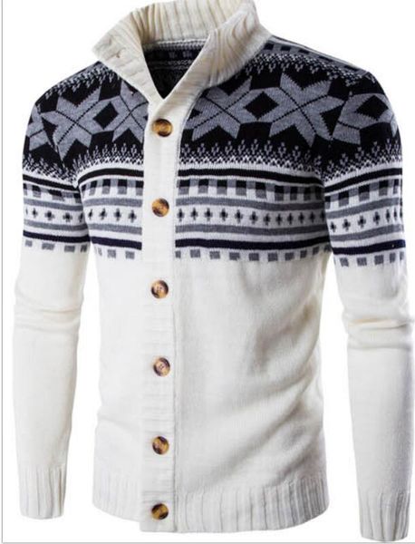 

spring and autumn new men's sweater fashion big snowflake knitted cardigan sweater jacket 8873, White;black