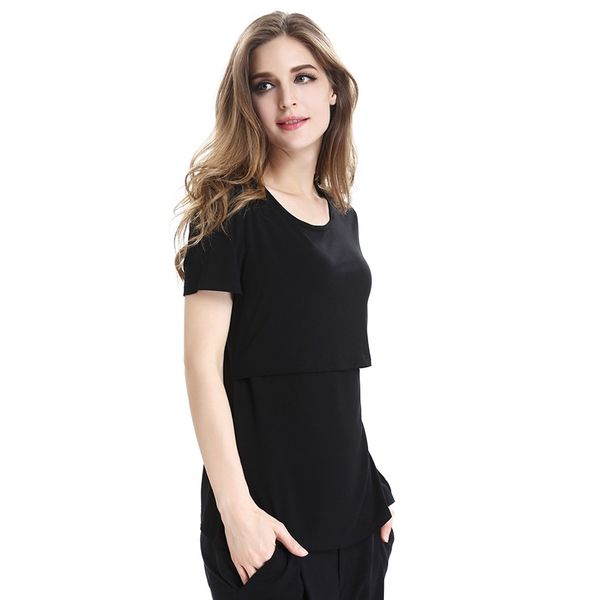 

short sleeve breastfeeding maternity clothes nursing t-shirt summer pregnant women pregnancy clothing casual shirts tees, White