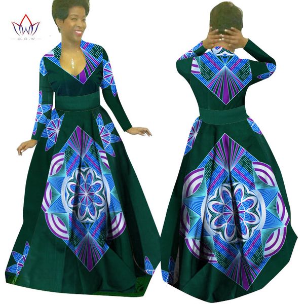 Kleider nach Maß afrikanische Kleidung Bazin Rich Dashiki Africrint langes Kleid traditionelle Kleidung Batik Plus Size Damen Kleid Maxikleid WY02