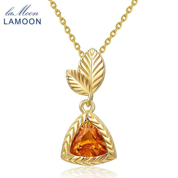 

lamoon necklace 1.3ct 100% natural yellow citrine 925 sterling silver chain fine jewelry pendant necklaces for women ni012
