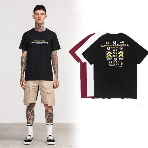 

Mens Hip Hop Tees Chinese Style T shirt Chinese Characters print High Street T-shirts Short Sleeve Simple Tops