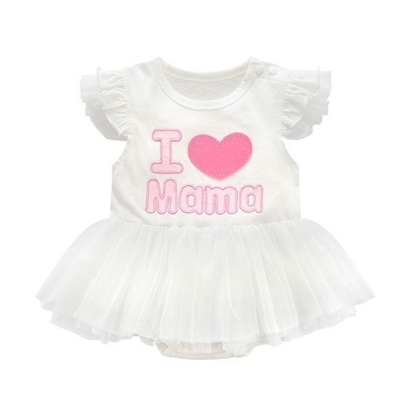 

super sweet princess i love mama papa baby clothing tutu kids dresses for girls clothes white baby girl summer clothes infant, Red;yellow