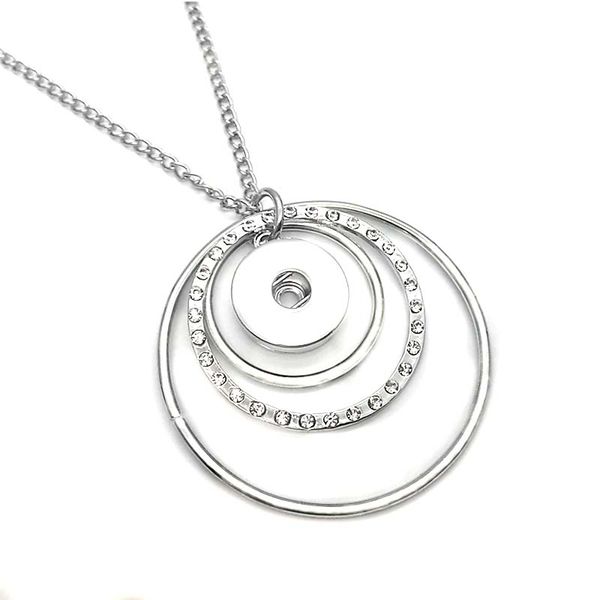 

bohemia 132 exaggeration rhinestones snap button pendants necklace interchangeable charm jewelry for women 60cm, Silver