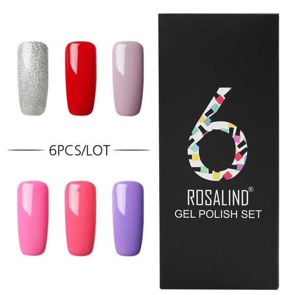 

6pcs / lot) rosalind 7ml nail set uv led nail polish long-lasting set decoration gel paint care gift box pro
