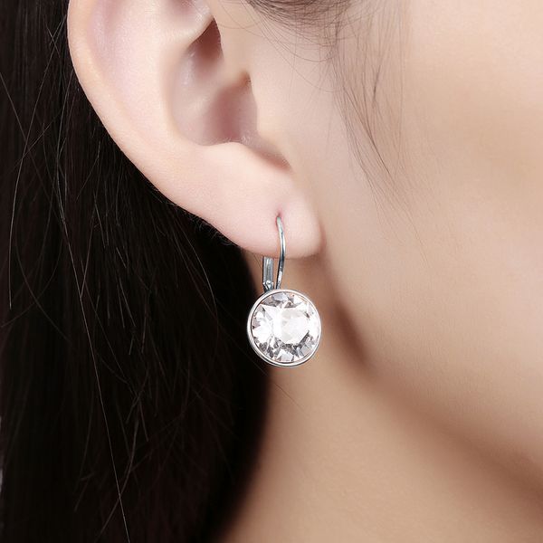 

silver color bella stud earrings for women white crystal from swarovski fashion earrings wedding office jewelry gift new, Golden;silver