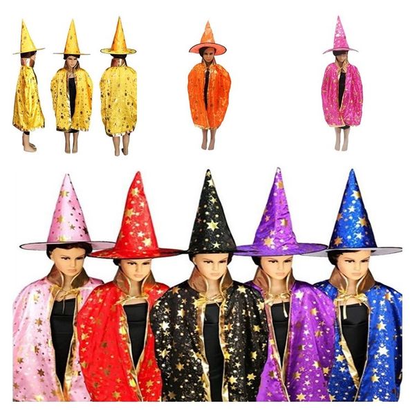 

fashion halloween five-pointed star cloak children's party performance clothing wizard witch cloak cap masquerade party supplies t7i365