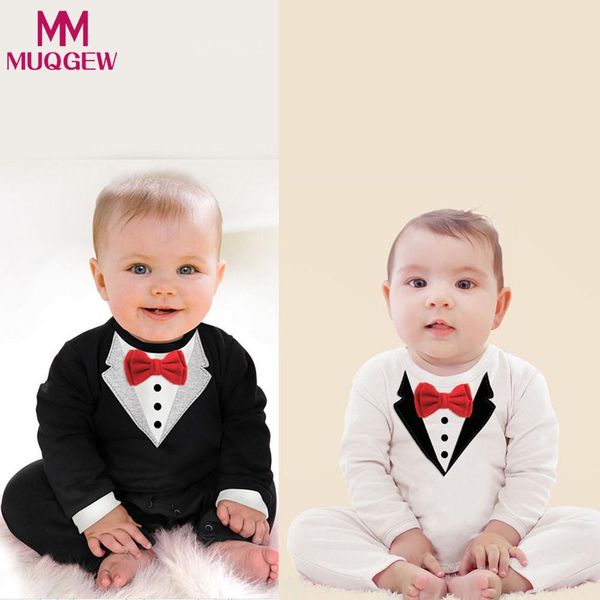 

muqgew autumn newborn kids baby girls boys clothes outfits sets jumpsuit bow tie romper gentleman clothes toddler infant 12m-24m, Blue