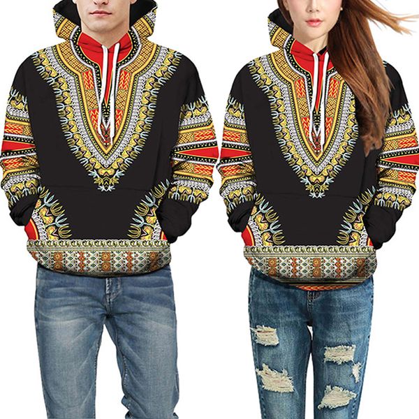 

new plus size 3d hoodie dashiki african cotton men women hoodies sweatshirts polyester hoodie sweatshirt for moletom feminino, Black