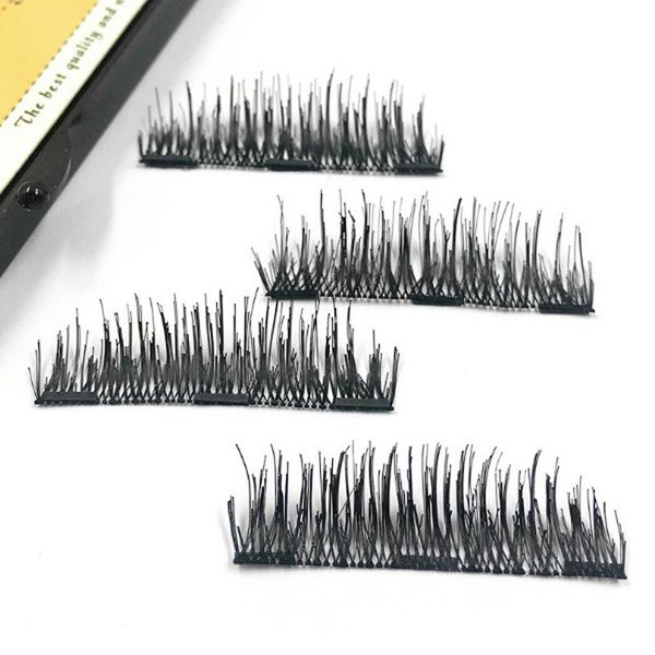 

false eyelashes 4pcs per crystal box magnetic lashes three magnet fake eye lashes hand made strip lashes makeup new natural lash