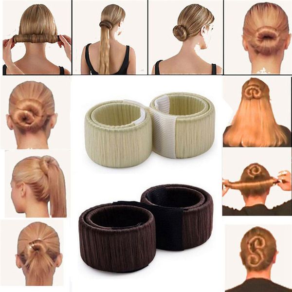 

2017 new girl hair diy styling donut former foam french twist magic tools bun maker dropshipping a#, Brown