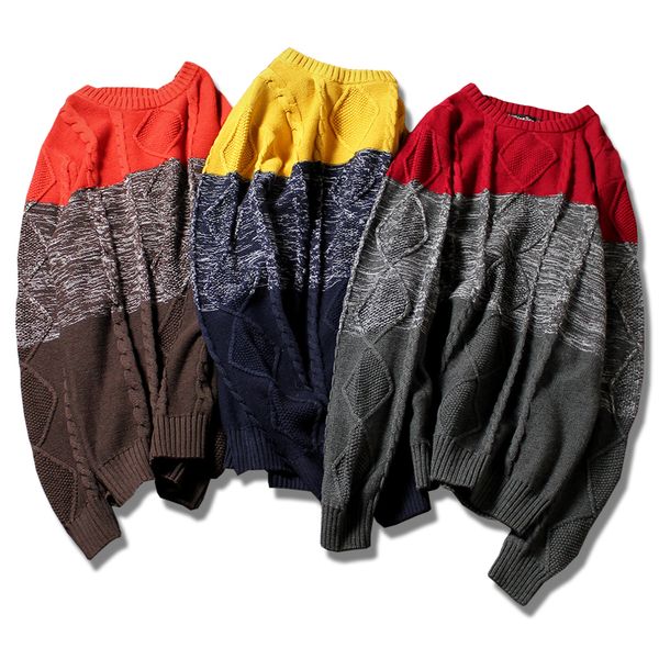 

2018 autumn and winter new college men's youth fashion vibrant tri-color stripes comfortable cotton crew neck sweater s-3xl, White;black