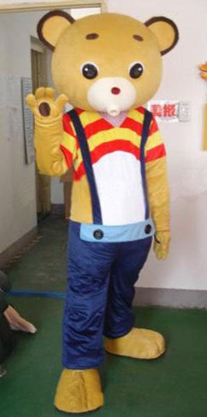 

2019 blue bib bear fancy dress cartoon animal mascot costume ing, Red;yellow