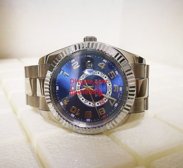 

New High Quality Luxury AAA Mens Wristwatch Blue 42mm SKY 326934 Stainless Steel Mechanical Automatic Mens Casual Full Steel Watch Watches