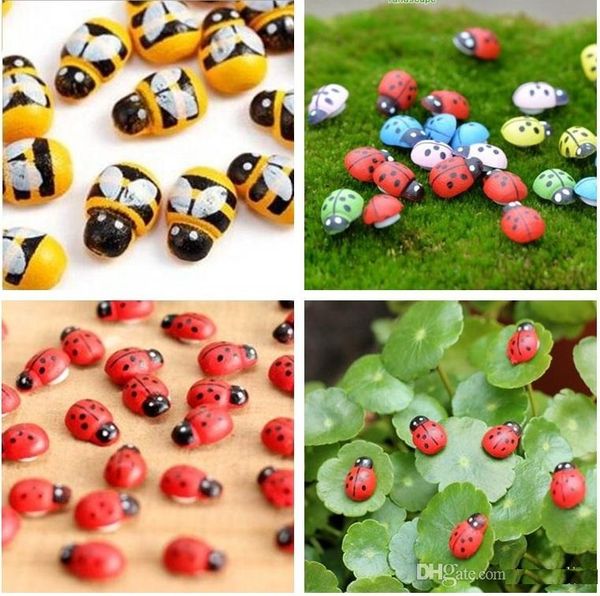 27 cm Abeille Coccinelle Coccinelle Miniature Décoration De Jardin Figurine Fée jaune