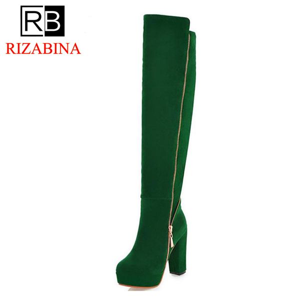 

rizabina woman over knee boot high heel boots women botas snow fashion winter footwear warm long boot shoes p10318 eur size34-43, Black