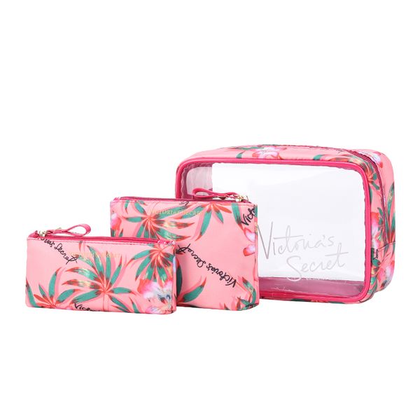

Pink letter makeup toiletry bag bright leather girl large capacity outdoor travel co metic bag combination