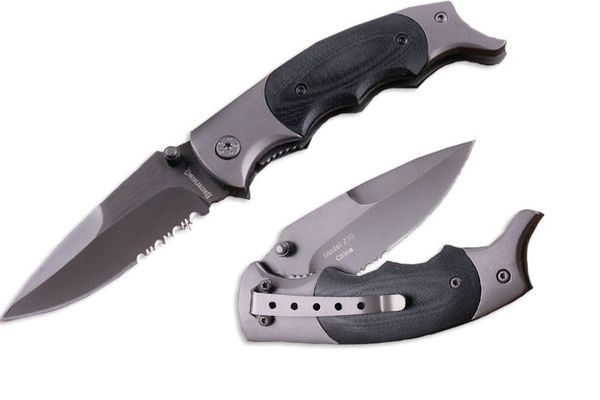 

G10 Handle Browning 230 Camping Utility Knives Serrated Blade Rescue Assisted Quick-Open Hiking Fishing Tools Folding Pocket Knife P58F
