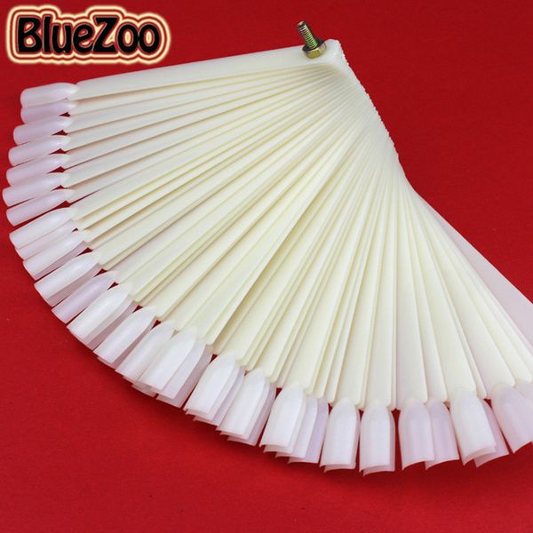 

bluezoo 50pcs/lot false nails for nail art tips display practice faux ongles nail color sample fan polish tools equipment, Red;gold