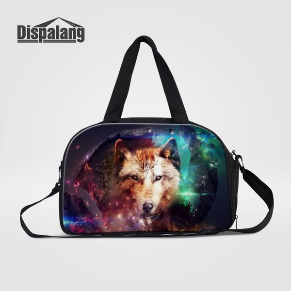 

dispalang men travel bags carry on luggage bags wolf animal print womens duffel travel tote large weekend bag overnight