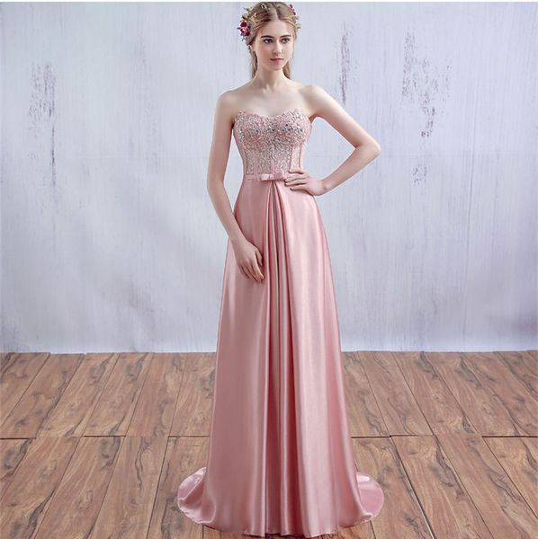 

sweetheart satin long evening dress with lace appliques 2018 pink prom gowns new party dress elegant, Black;red