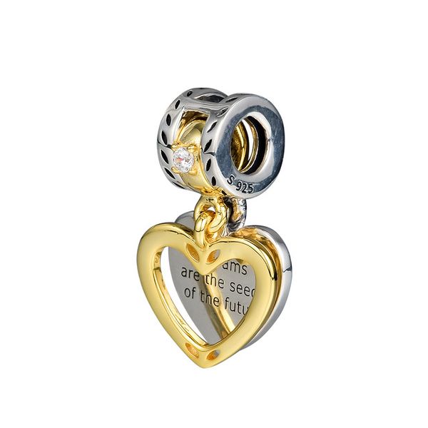 

2018 new authentic 925 sterling silver bead charm shine seeds of the future two-in-one heart pendant beads fit pandora bracelet diy jewelry, Black