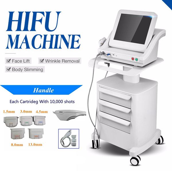 

2018 portable hifu wrinkle removal face lifting skin care machine hifu machines with 3 and 5 cartridges for salon use
