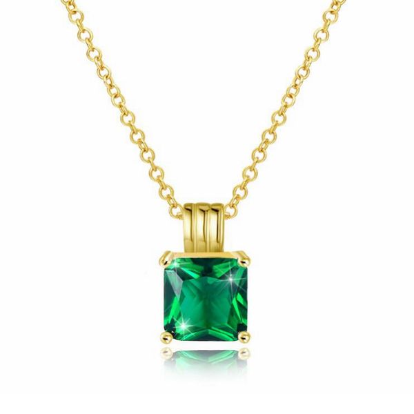 

new classic crystal necklace pendant fashion trend wild green pendant gold necklace wedding bridesmaid women girl jewelry gifts, Silver