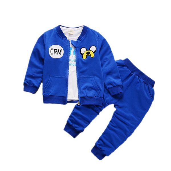 

2018 spring baby girls boys clothes sets children cartoon puppy pattern cotton coats t shirt pants 3pcs infant kids, White