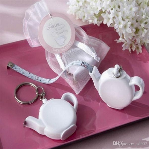 

portable measure tape keychain unique design mini love brewing teapot party design key ring novelty design wedding favor souvenirs 2 5xn zz