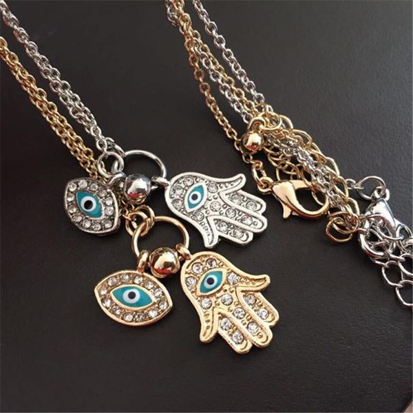 Fatima Palm collier mauvais oeil Hamsa main chaîne Bijoux Pendentif IT~PL