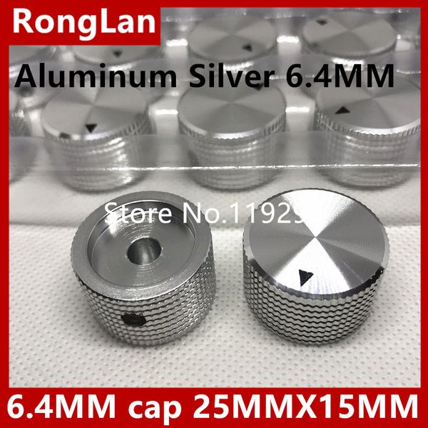 

bella]aluminum silver aluminum potentiometer knob hole 6.4mm cap 25mmx15mm--10pcs/lot