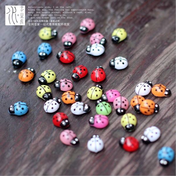 

lovely colorful ladybug diy home decoration miniature model kids toys cute children action figure micro-landscape toys