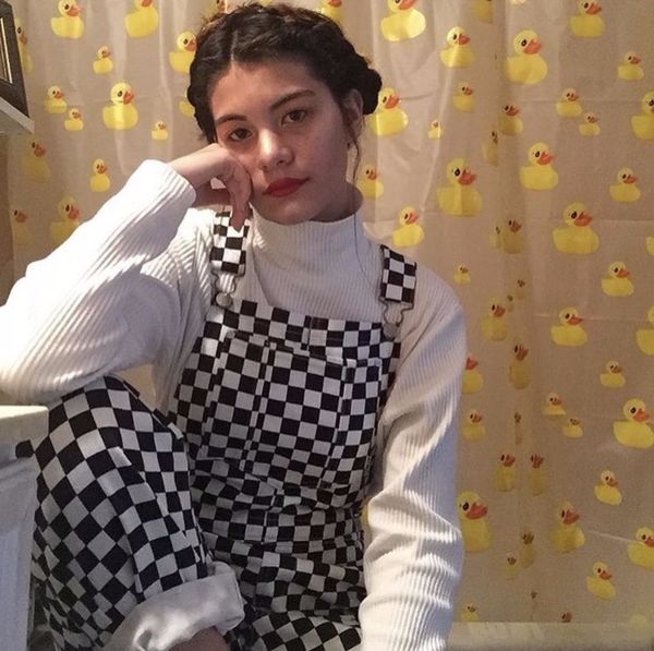 Acheter 2018 Nouveau Retro Old School Style Hiphop Noir Blanc Plaid Mosaic Damier Laice Salopette Femmes Hommes Harajuku Lâche Bib Pants De $40.8 Du