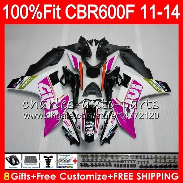 Corpo de injeção para HONDA CBR600 F4i CBR 600 F Rose branco 2011 2012 2013 2014 115HM.53 CBR600F4i CBR600 F 600F CBR600F 11 12 13 14 Carenagem