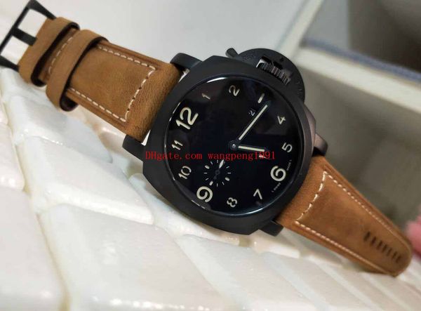 

men watch black dial p 441 p 00441 00441 leather strap band shand-winding mens watch watches, Slivery;brown