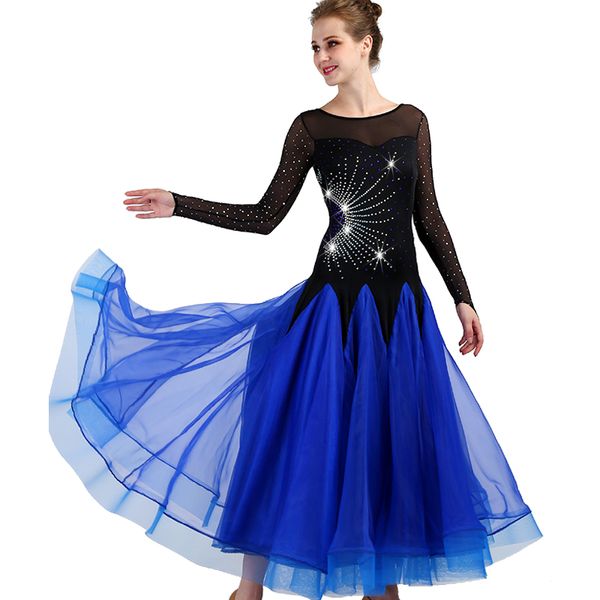 

standard ballroom dance dress women 2018 new waltz dancing skirt blue ballroom competition dance dresses, Black;red