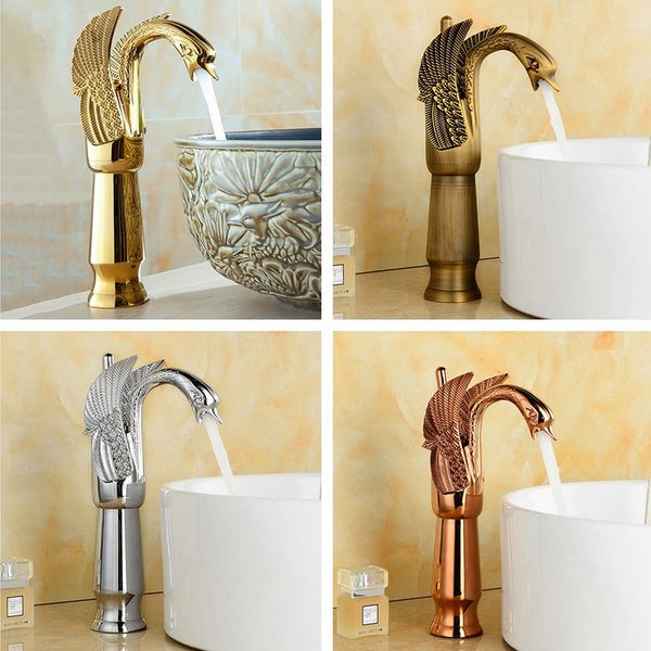 Grosshandel High Swan Faucets Badezimmer Basin Wasserhahn Messing
