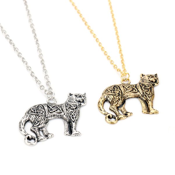 

mqchun viking animal cat pendant necklace slavic necklace for men bronze silver chain fashion jewelry gift-30