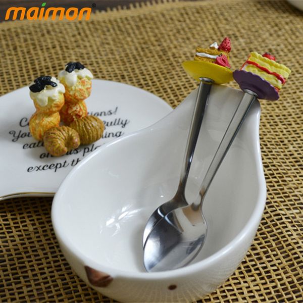 

cutlery creative couple gifts 4pcs/lot stainless steel tray cake spoon korean style salad dessert food eating spoon tableware