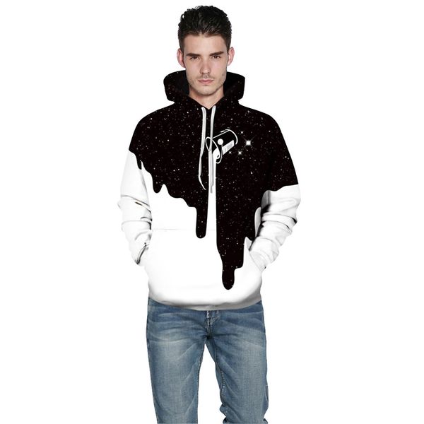 

3d sweatshirts print spilled milk pullovers space galaxy hoodies fashion, Black