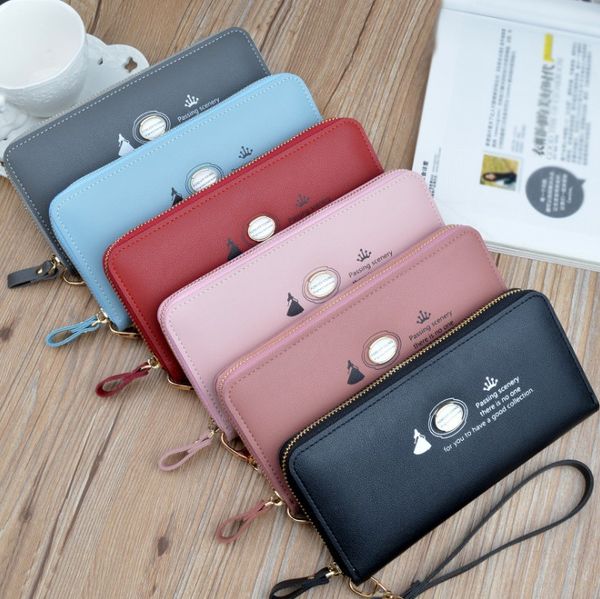 

rectangle fashionable leisure lady card bag pu pocket money wallet mobile wallet long coin purses card holders wallets ay-1882, Red;black