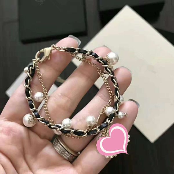 

Women New Fashion Bracelet Gold Plated Pearl Brand Letter Bracelet Charm for Girls Women Nice Gift for Friends