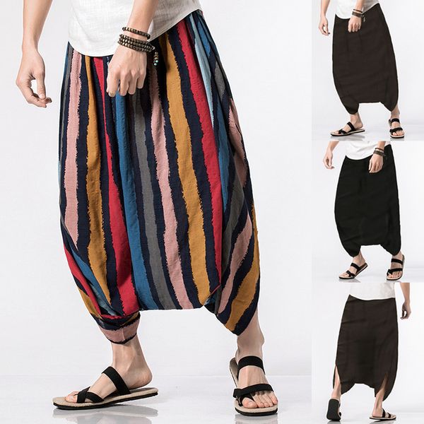 

incerun 2018 men spring summer bloomers male casual solid harem pants fluid big crotch pants men nepal baggy s-5xl, Black