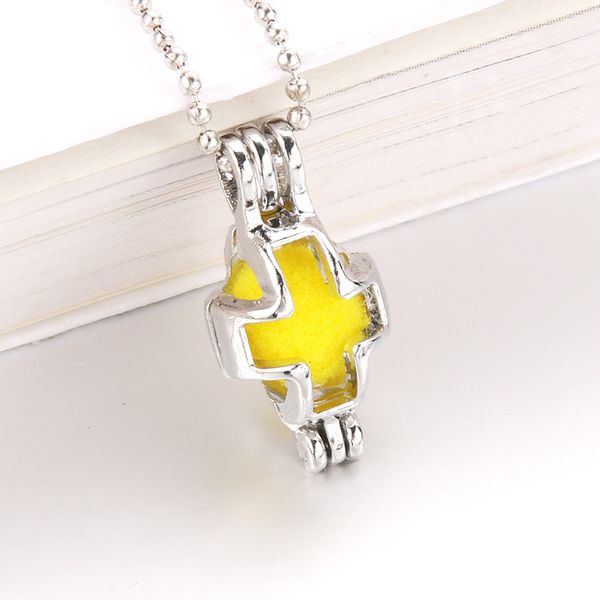 

new cross prince harmpearl cage pendant essential aroma perfume locket for necklace jewelry open lock love wish jewelry, Silver