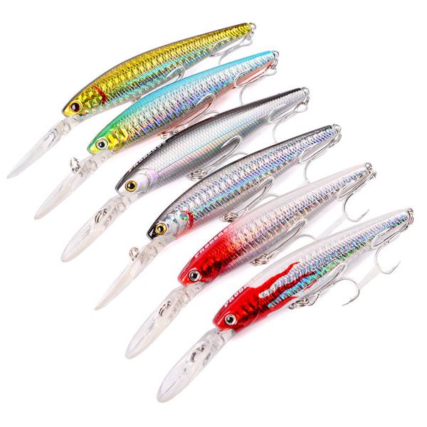 

universal freshwater fishing wobbler laser bait 12.5cm 12.8g channeling swimming realistic dog walking minnow lure bkb hook