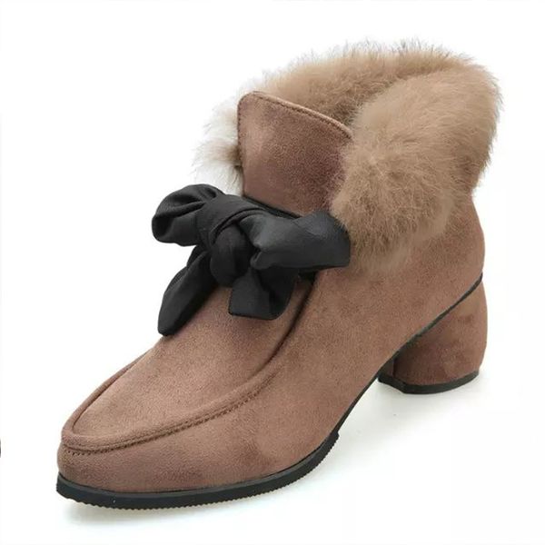 

moxxy women boots warm winter boots female women shoes suede ankle for botas mujer plush rubber insole snow, Black