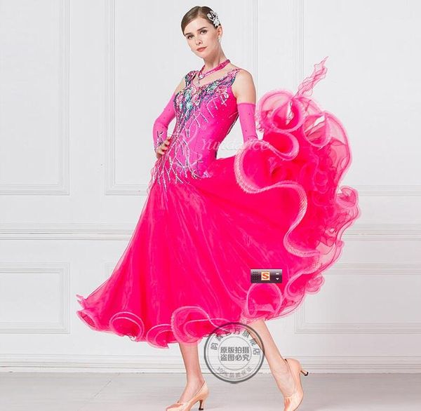 

women modern dance one-piece dress expansion skirt to practice skirt one-piece ballroom dress long sleeve red black 1768, Black;red