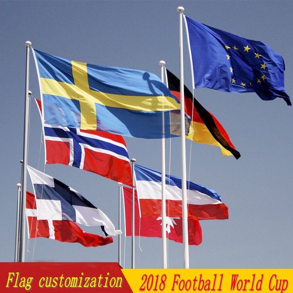 

2018 Russia World Cup Top 32 National Flag Customize 90*150cm Polyester Flags Banners Olympic Game Supplies For Football Fans Free DHL G690R